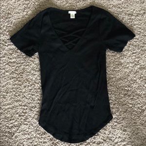 Black top with cross detail in front